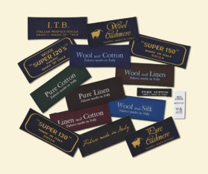 Our fabric labels with the specifications of the product